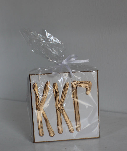 Kappa Kappa Gamma White and Gold Canvas