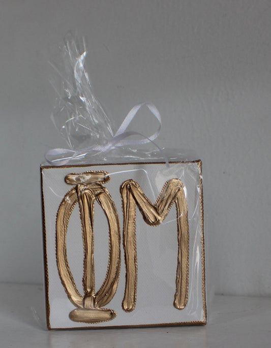 Phi Mu White and Gold Canvas