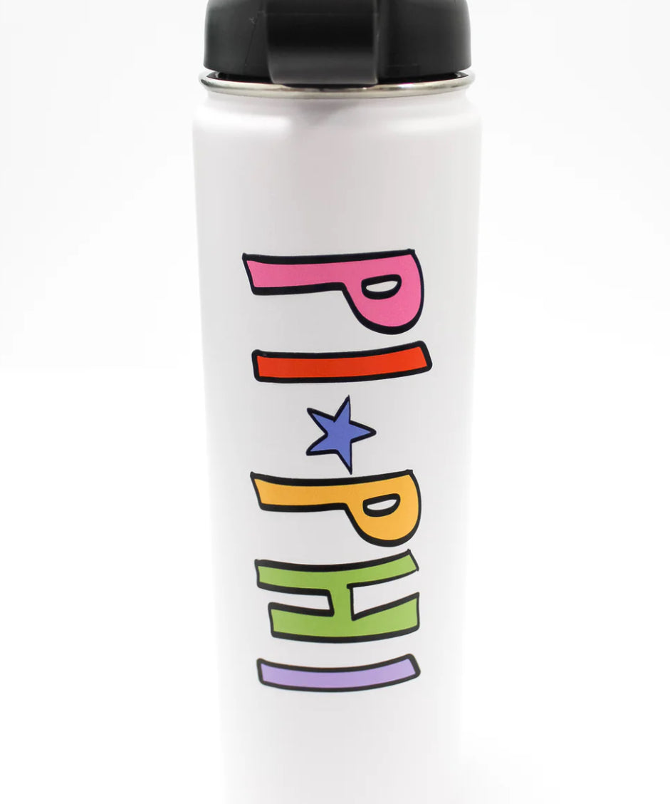 Pi Beta Phi Rainbow Water bottle With Straw Lid