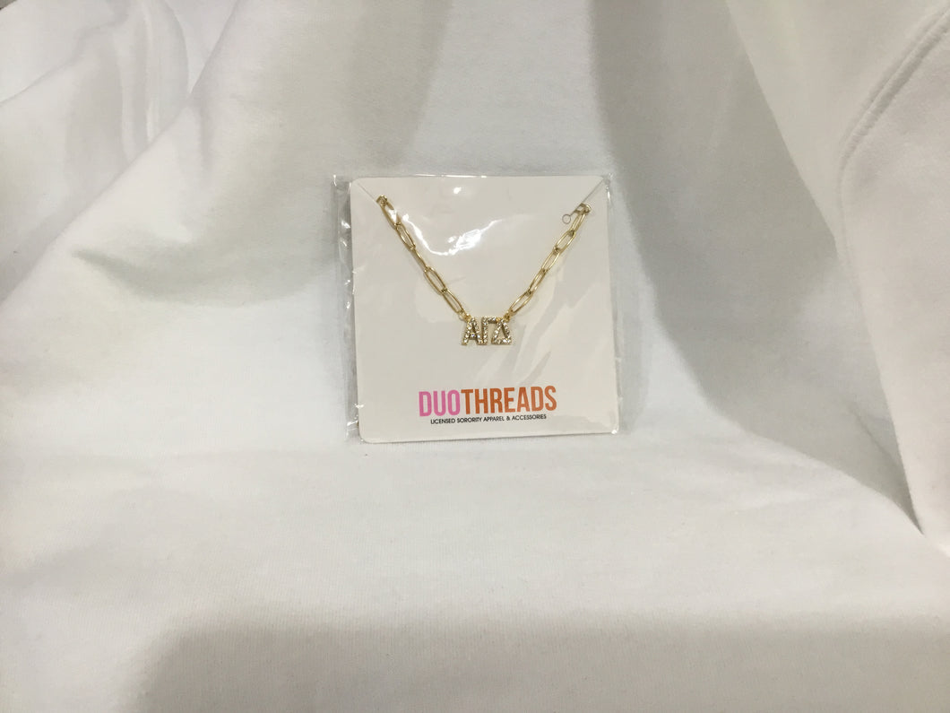 Alpha Gamma Delta Rhinestone Necklace