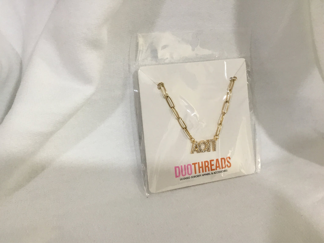 Alpha Omicron Pi Rhinestone Necklace