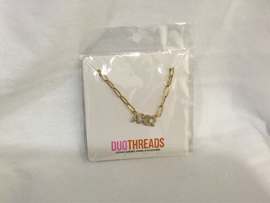 Alpha Chi Omega Rhinestone Necklace