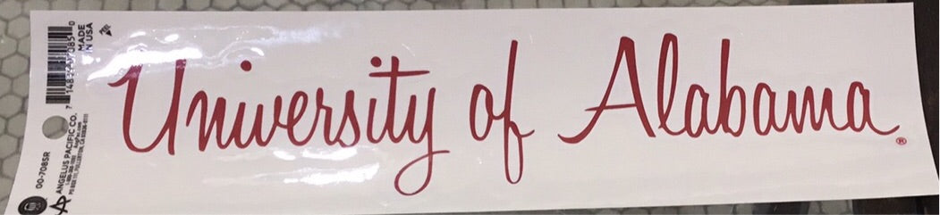 “University of Alabama” Script Car Decal