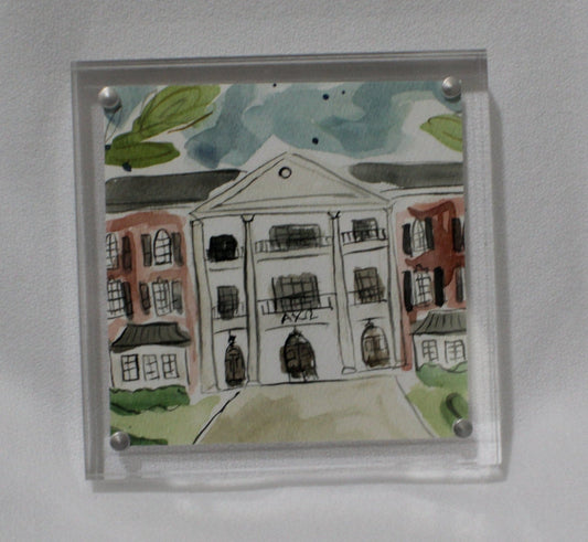 Alpha Chi Omega Acrylic Framed House Painting