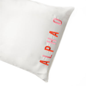 Alpha Omicron Pi Satin Embroidered Pillowcase