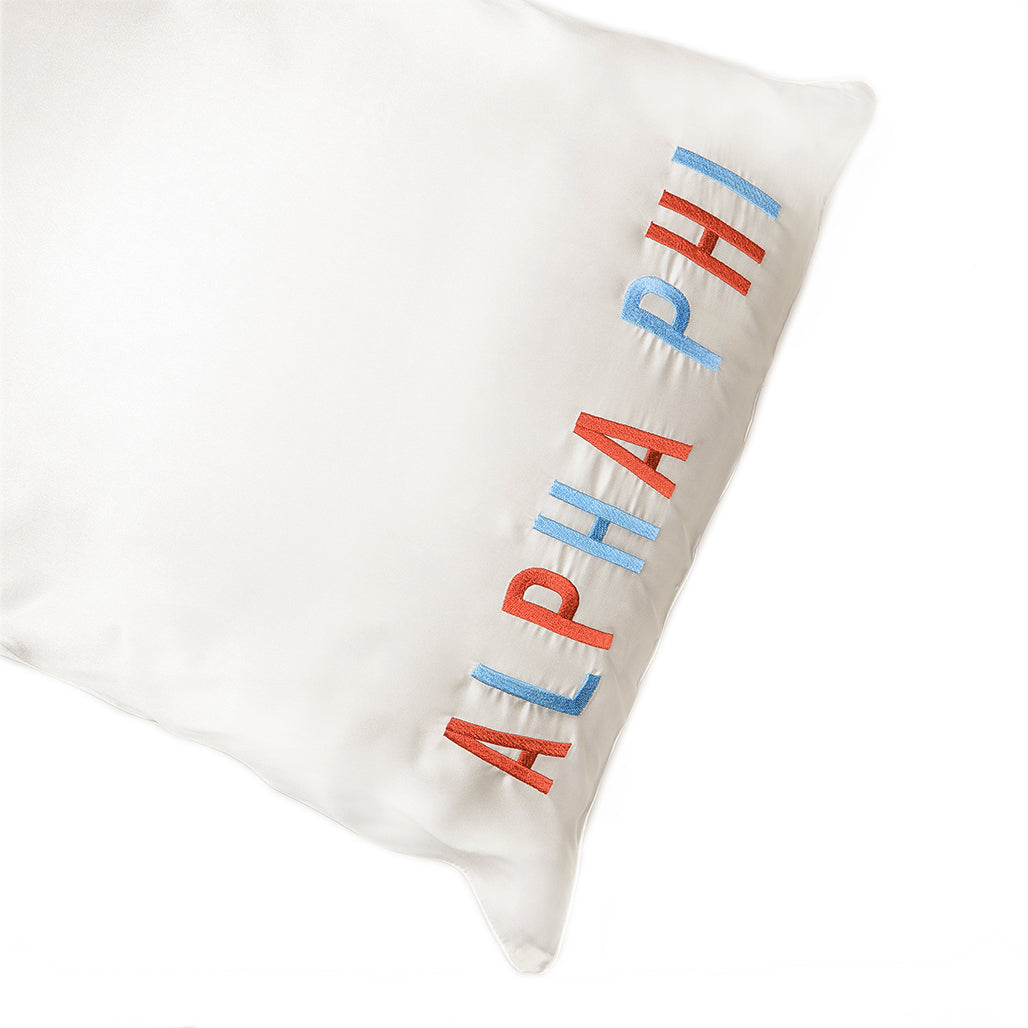 Alpha Phi Satin Embroidered Pillowcase