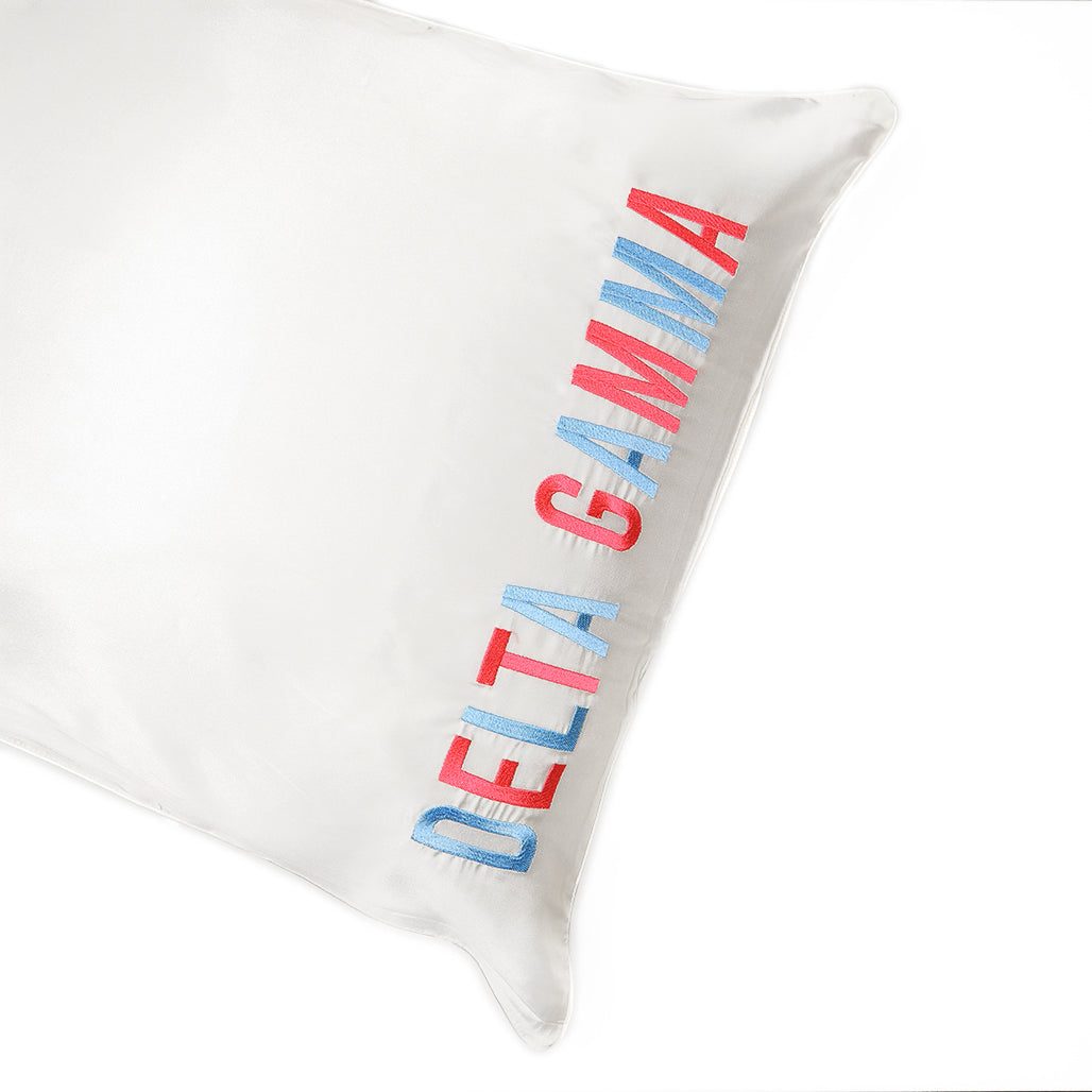 Delta Gamma Satin Embroidered Pillowcase