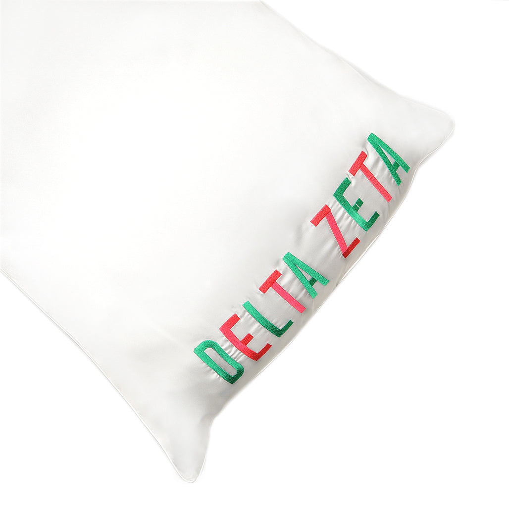 Delta Zeta Satin Embroidered Pillowcase