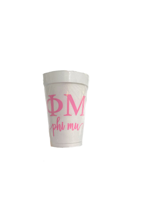 Phi Mu Foam Cups