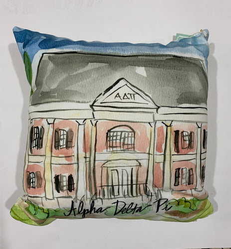 Alpha Delta Pi Watercolor Sorority House Pillow