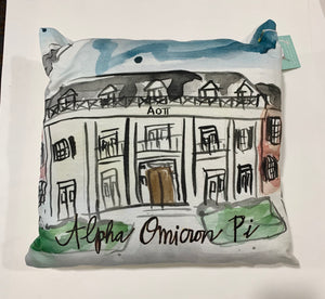 Alpha Omicron Pi Watercolor Sorority House Pillow