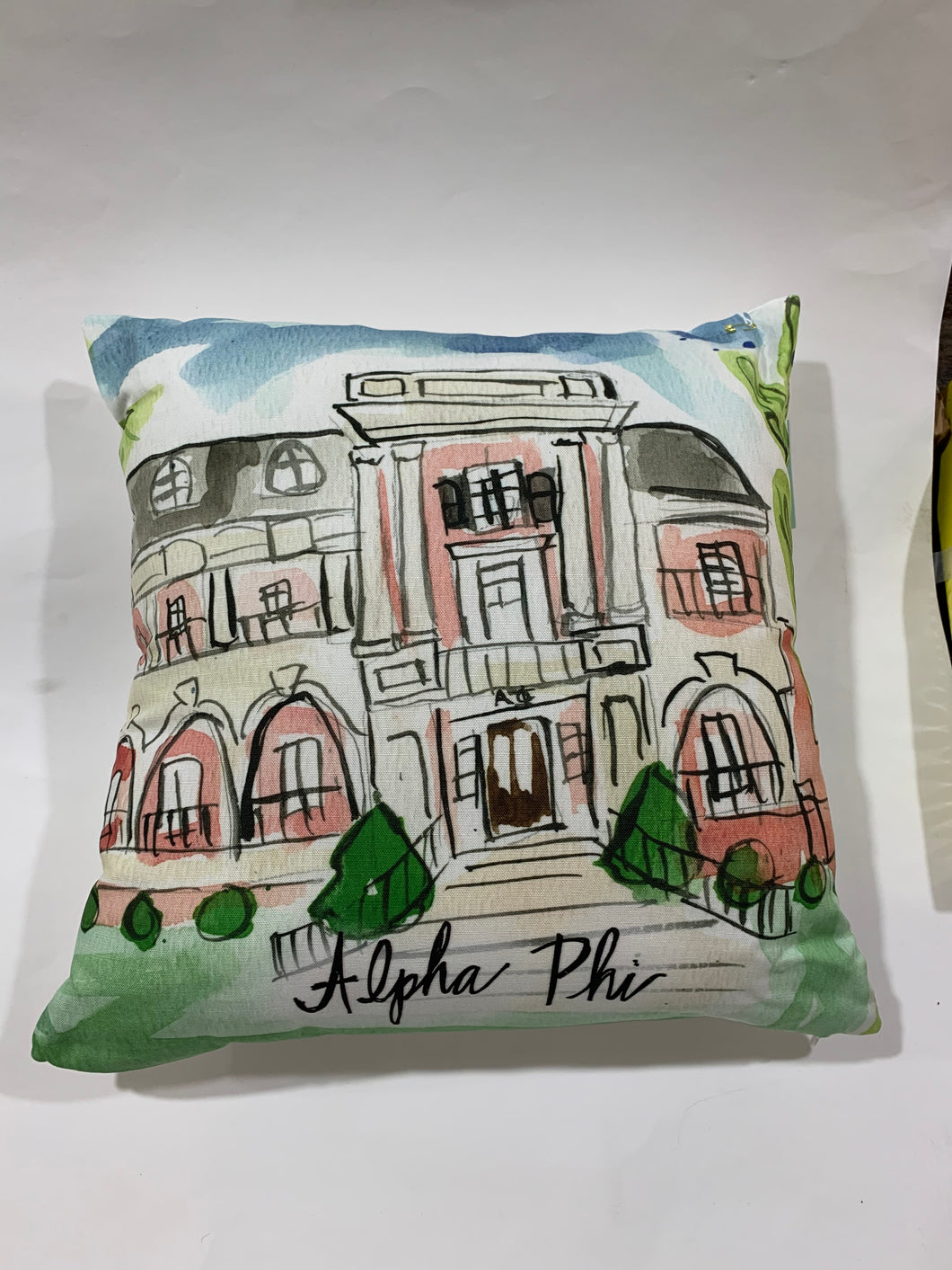 Alpha Phi Watercolor Sorority House Pillow