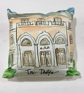Delta Delta Delta Watercolor Sorority House Pillow