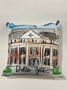 Delta Zeta Watercolor Sorority House Pillow