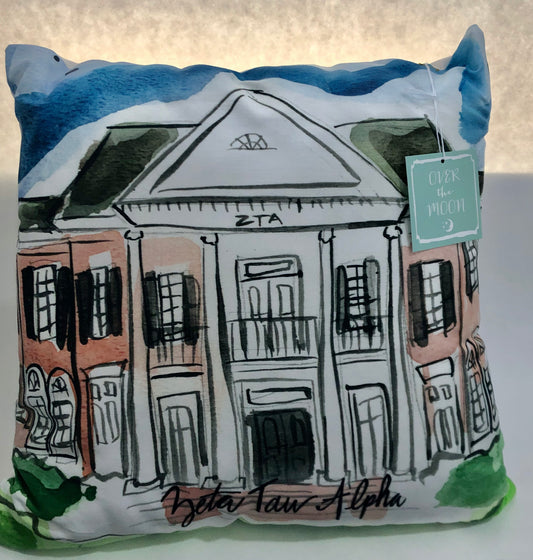 Zeta Tau Alpha Water Color Sorority House Pillow