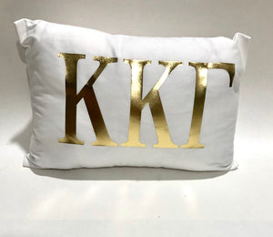 Kappa Kappa Gamma White Pillow with Gold Letters