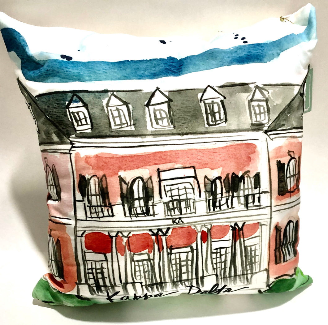 Kappa Delta Watercolor Sorority House Pillow