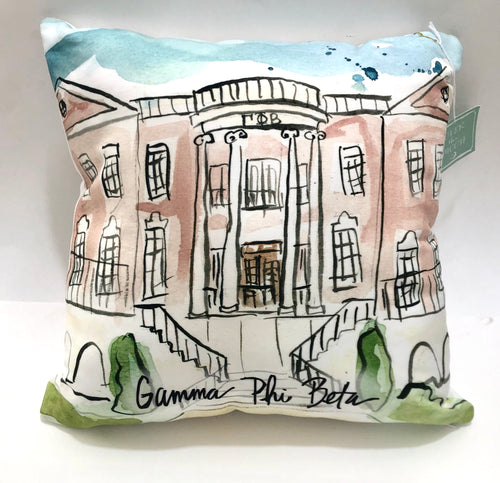Gamma Phi Beta Watercolor Sorority House Pillow