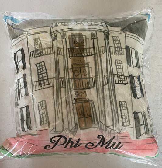 Phi Mu Watercolor House Pillow