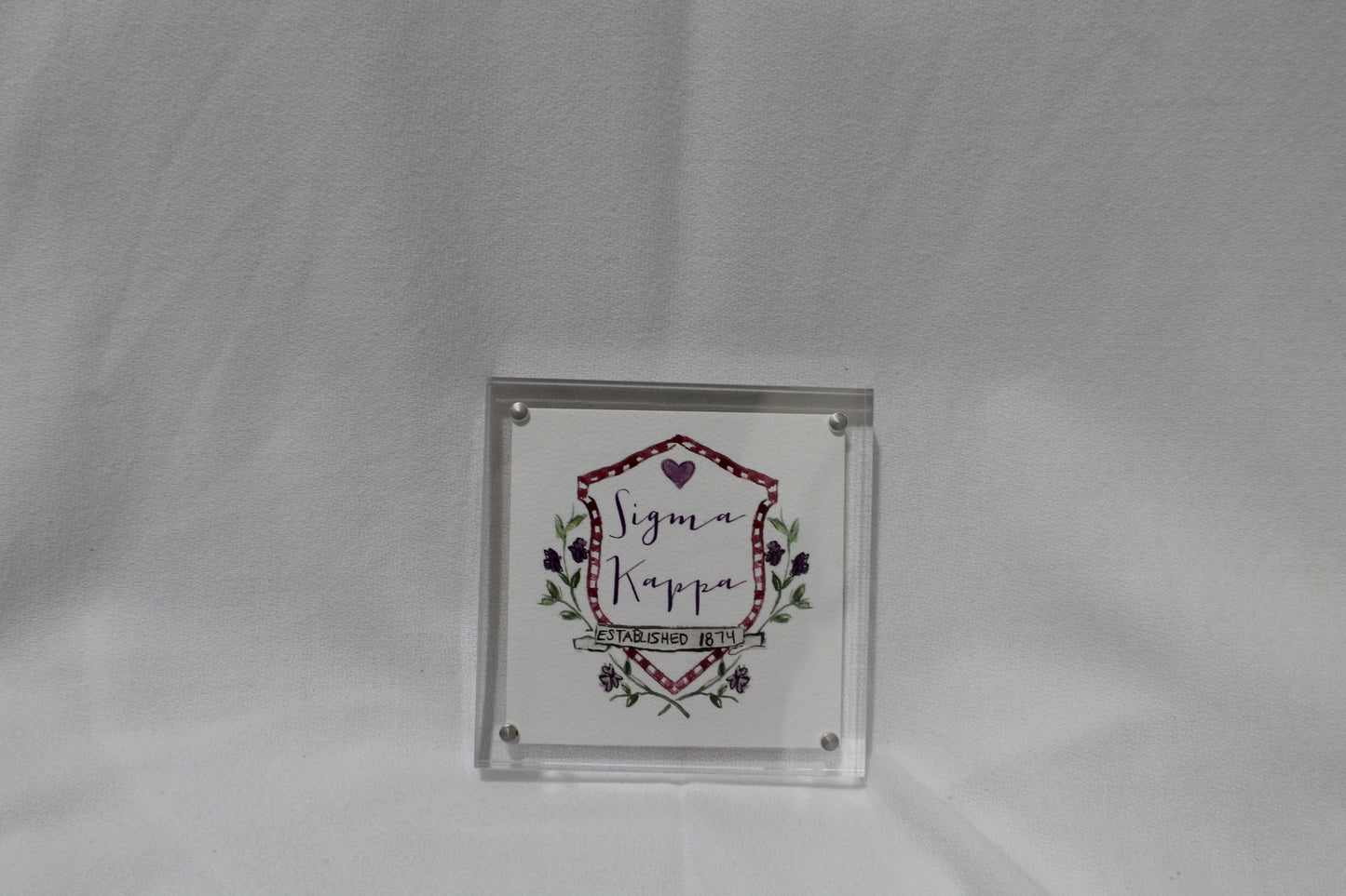 Sigma Kappa Acrylic Frame Crest Painting