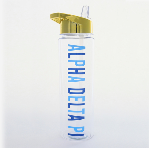 Alpha Delta Pi Water Bottle with Gold Flip Top Lid