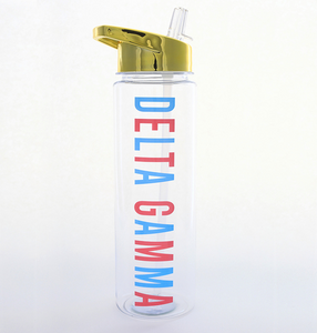 Delta Gamma Water Bottle with Gold Flip Top Lid
