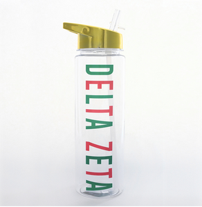 Delta Zeta Water Bottle with Gold Flip Top Lid