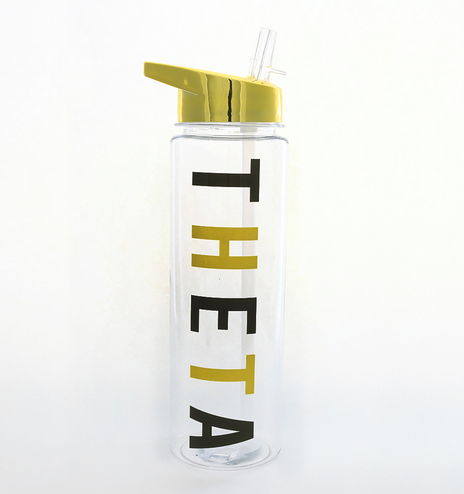 Kappa Alpha Theta Water Bottle with Gold Flip Top Lid
