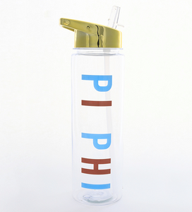Pi Beta Phi Water Bottle with Gold Flip Top Lid