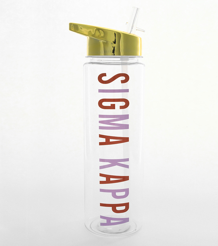 Sigma Kappa Water Bottle with Gold Flip Top Lid