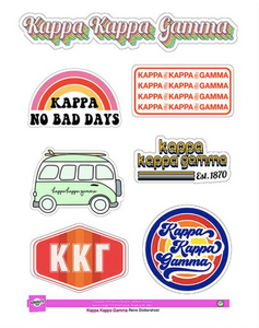 Kappa Kappa Gamma Retro Sticker Sheet