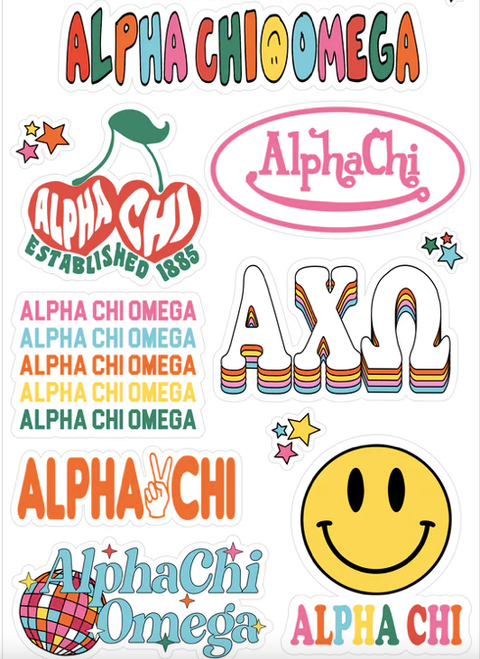 Alpha Chi Omega Colorful Sticker Sheet