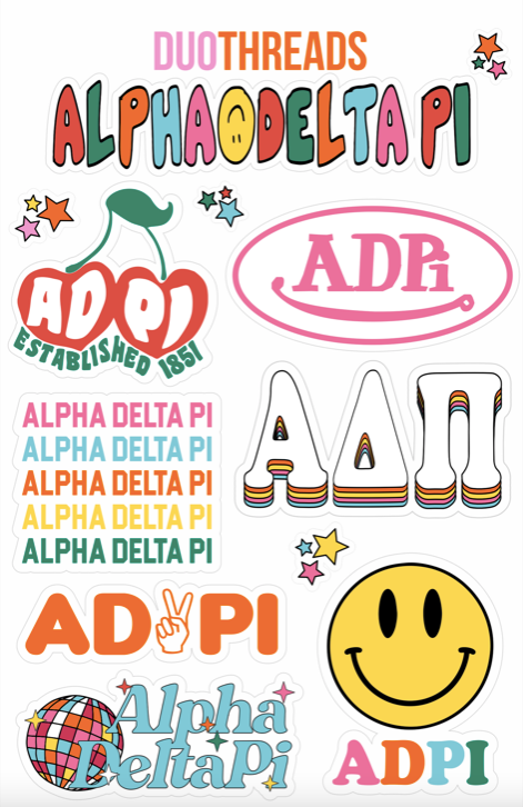 Alpha Delta Pi Colorful Sticker Sheet