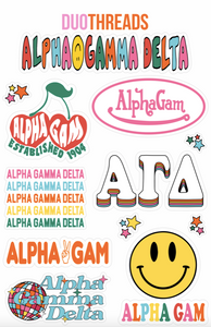 Alpha Gamma Delta Colorful Sticker Sheet