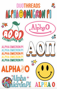 Alpha Omicron Pi Colorful Sticker Sheet