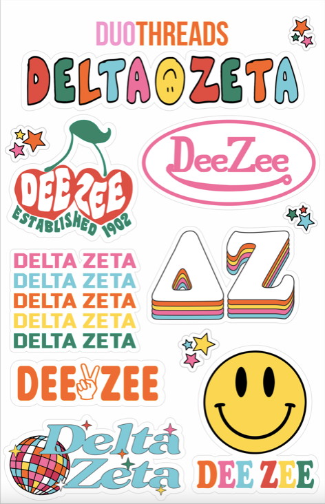 Delta Zeta Colorful Sticker Sheet