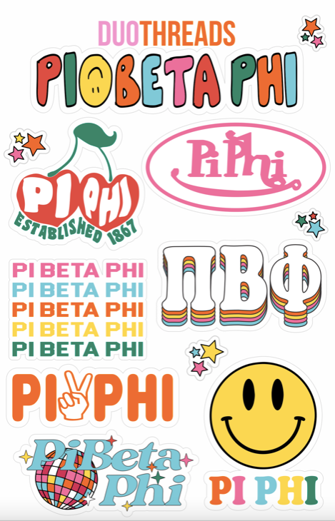 Pi Beta Phi Colorful Sticker Sheet