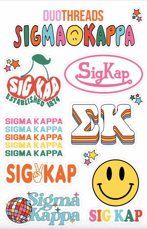 Sigma Kappa Colorful Sticker Sheet