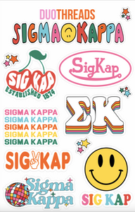Sigma Kappa Colorful Sticker Sheet