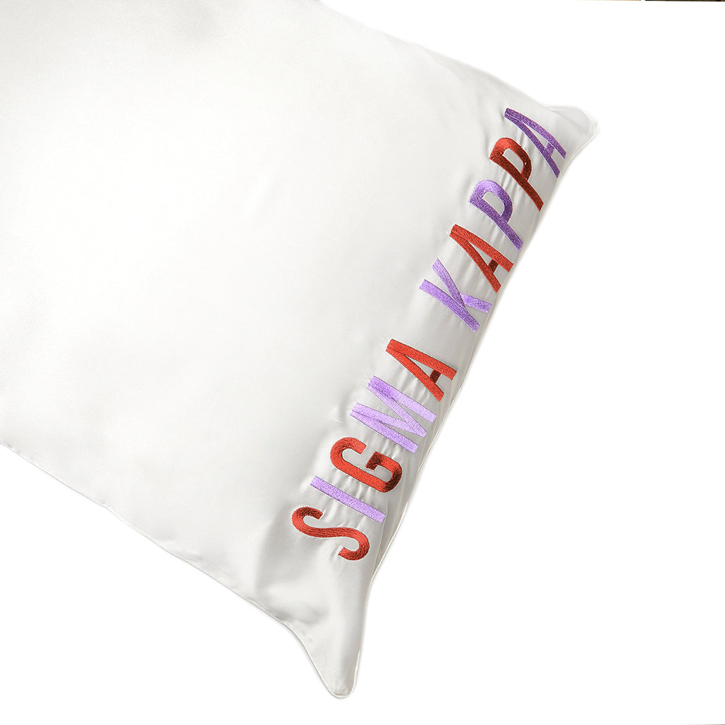 Sigma Kappa Satin Embroidered Pillowcase