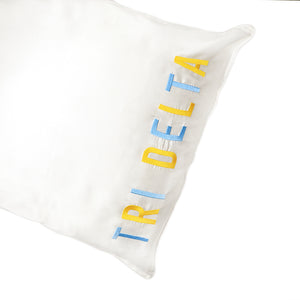 Delta Delta Delta Satin Embroidered Pillowcase