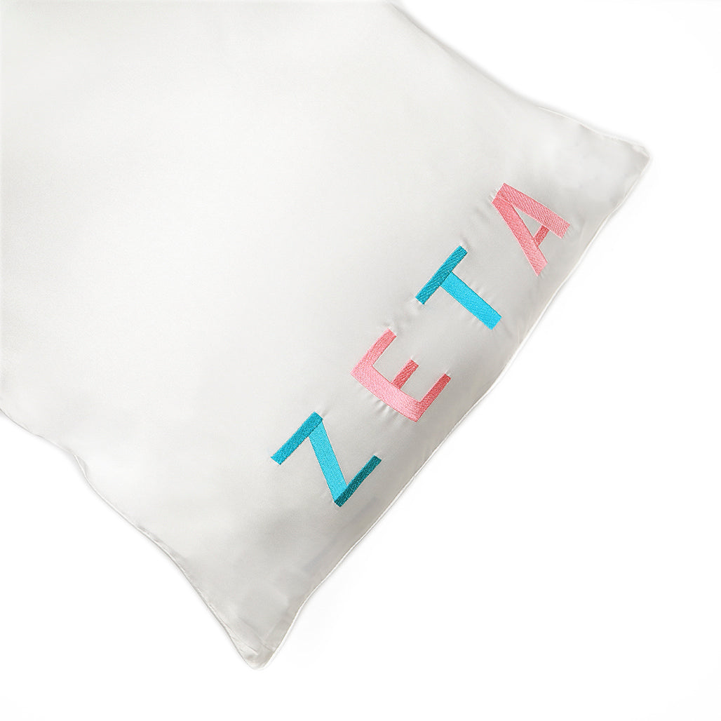 Zeta Tau Alpha Satin Embroidered Pillowcase