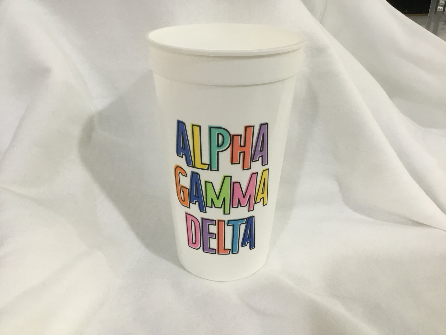 Alpha Gamma Delta Colorful Stadium Cup