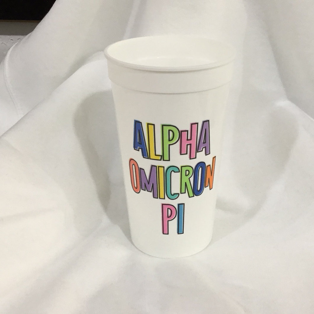 Alpha Omicron Pi Colorful Stadium Cup