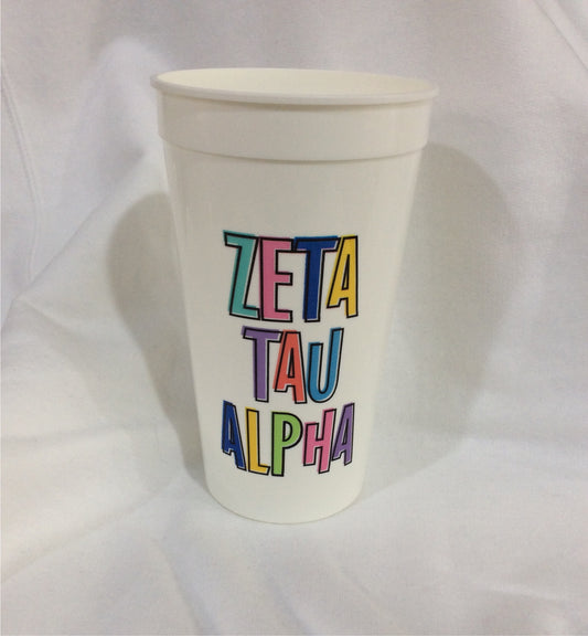 Zeta Tau Alpha Colorful Stadium Cup