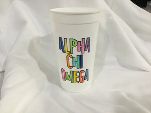 Alpha Chi Omega Colorful Stadium Cup